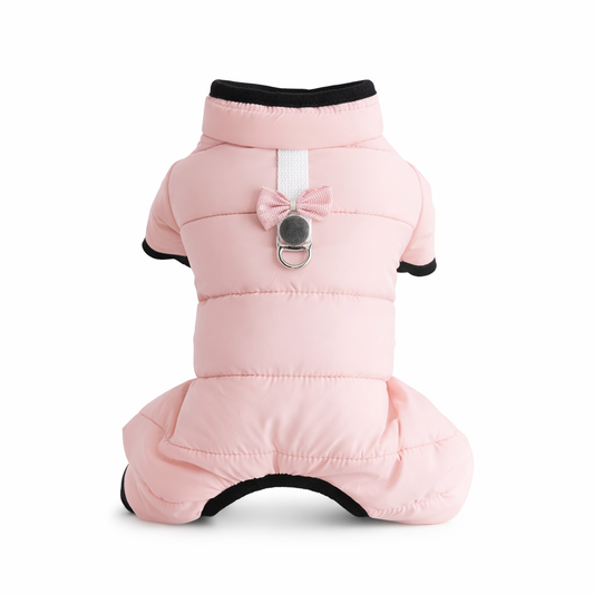 Różowy kombinezon z kokardą dla psa Layla