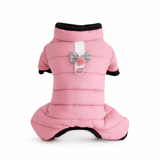 Różowy kombinezon z kokardą dla psa Layla