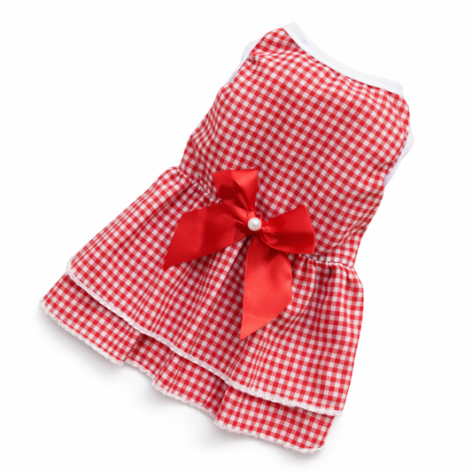 Letnia sukienka dla psa i kota z kokardą Sara