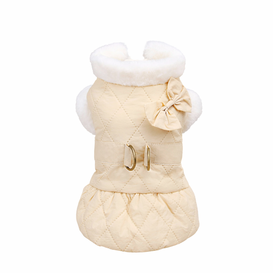 Pikowana kurtka dla psa z kokardą Clara