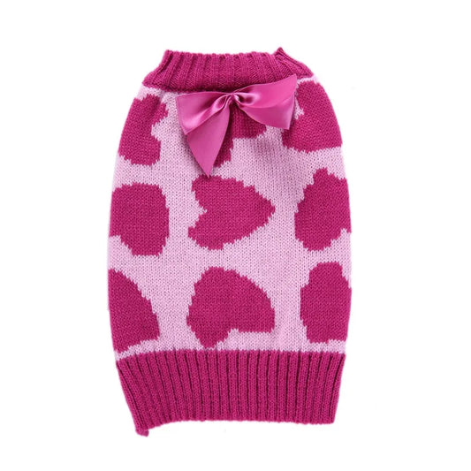 Różowy sweter dla psa z kokardą Sawa