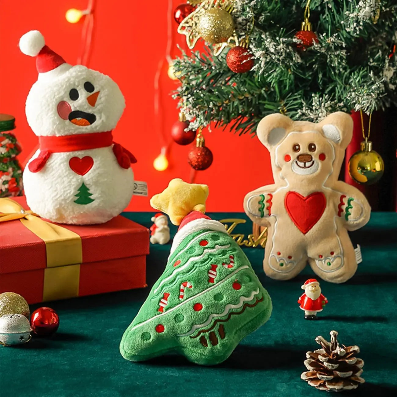 Świąteczne piszczące pluszowe zabawki dla psa i kota